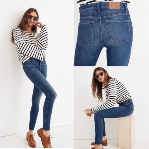 Madewell Denim - Madewell 9” High Rise Skinny Jeans with Raw Hem in Blue Women's Size 28